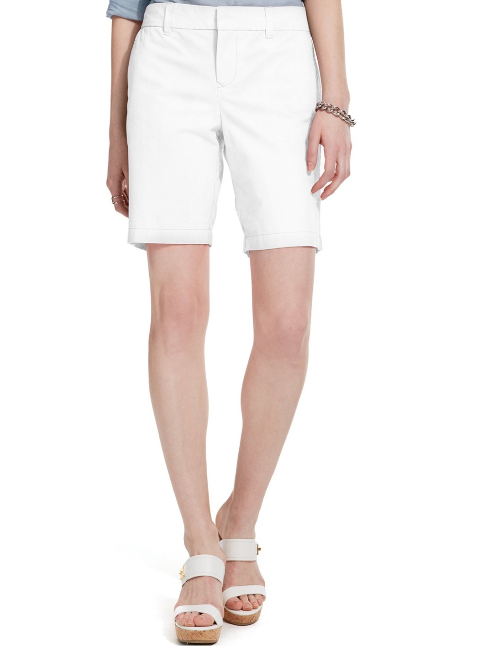 Tommy Hilfiger White Chino Bermuda Shorts Size 8 $65 NWT KL